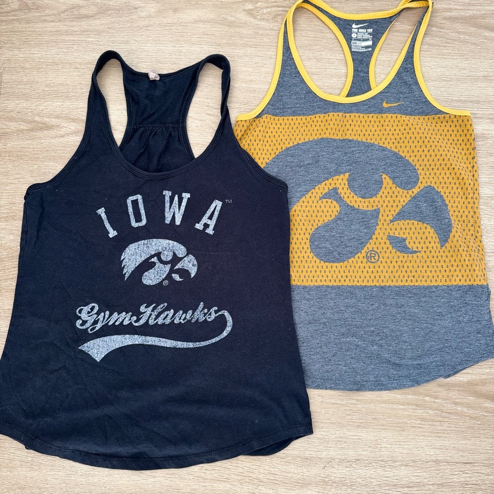 Nike Women's Black and Gray Iowa  Hawks Tank Tops - 2 Pack